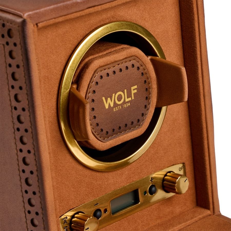 WOLF Brogue Single Watch Winder Burnished Brown 440106