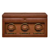 WOLF Brogue Triple Watch Winder with Storage Burnished Brown 440306