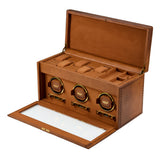 WOLF Brogue Triple Watch Winder with Storage Burnished Brown 440306
