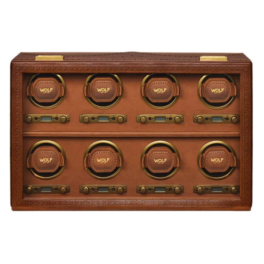 WOLF Brogue 8 Piece Watch Winder Burnished Brown 440806