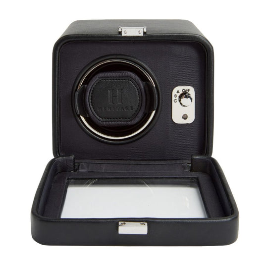 WOLF Windsor Single Watch Winder With Cover Black 4525029