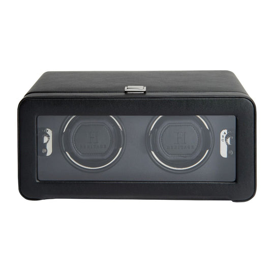WOLF Windsor Double Watch Winder with Cover Black 4526029