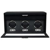 WOLF Heritage Oxford Triple Watch Winder with Storage Black 456302