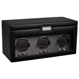 WOLF Heritage Oxford Triple Watch Winder with Storage Black 456302