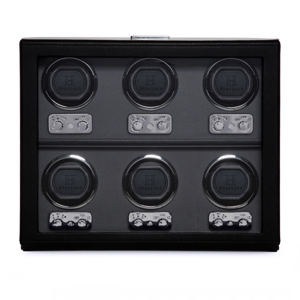 WOLF Heritage Oxford 6 Piece Watch Winder Black 456802