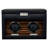 WOLF Heritage Macassar Double Watch Winder with Storage Black 457256