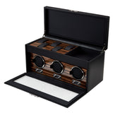 WOLF Heritage Macassar Triple Watch Winder with Storage Black 457356