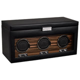 WOLF Heritage Macassar Triple Watch Winder with Storage Black 457356