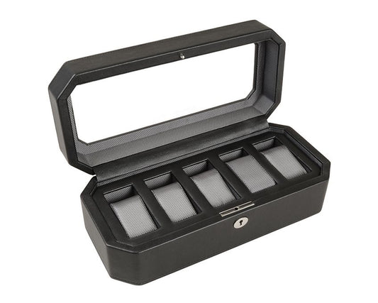 WOLF Windsor 5 Piece Watch Box Black 4583029