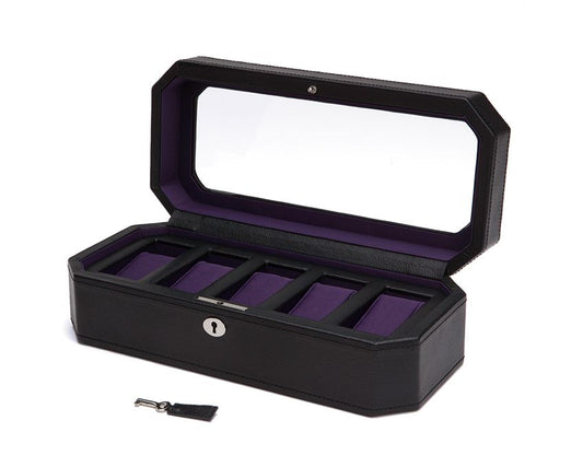 WOLF Windsor 5 Piece Watch Box Black/Purple 458303