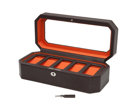 WOLF Windsor 5 Piece Watch Box Brown/Orange 458306