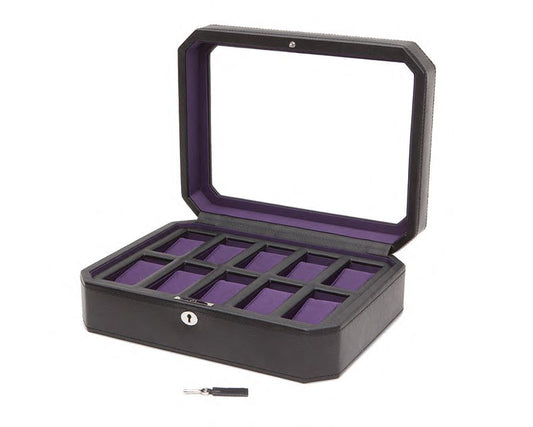 WOLF Windsor 10 Piece Watch Box Black/Purple 458403
