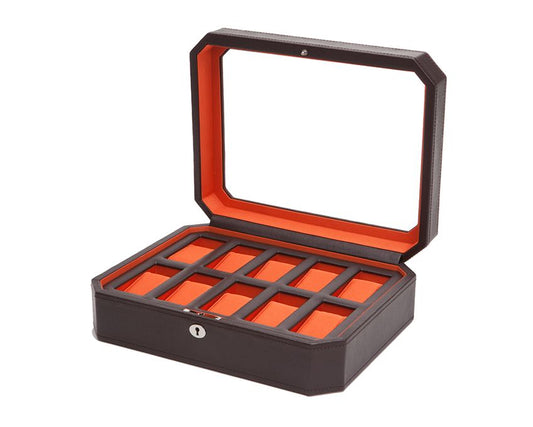 WOLF Windsor 10 Piece Watch Box Brown/Orange 458406