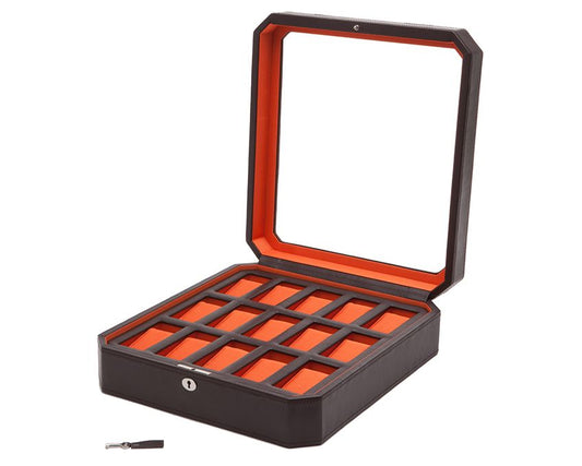 WOLF Windsor 15 Piece Watch Box Brown/Orange 458506
