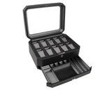 WOLF Windsor 10 Piece Watch Box with Drawer Black 4586029