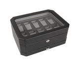 WOLF Windsor 10 Piece Watch Box with Drawer Black 4586029