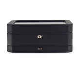WOLF Windsor 10 Piece Watch Box with Drawer Black 4586029
