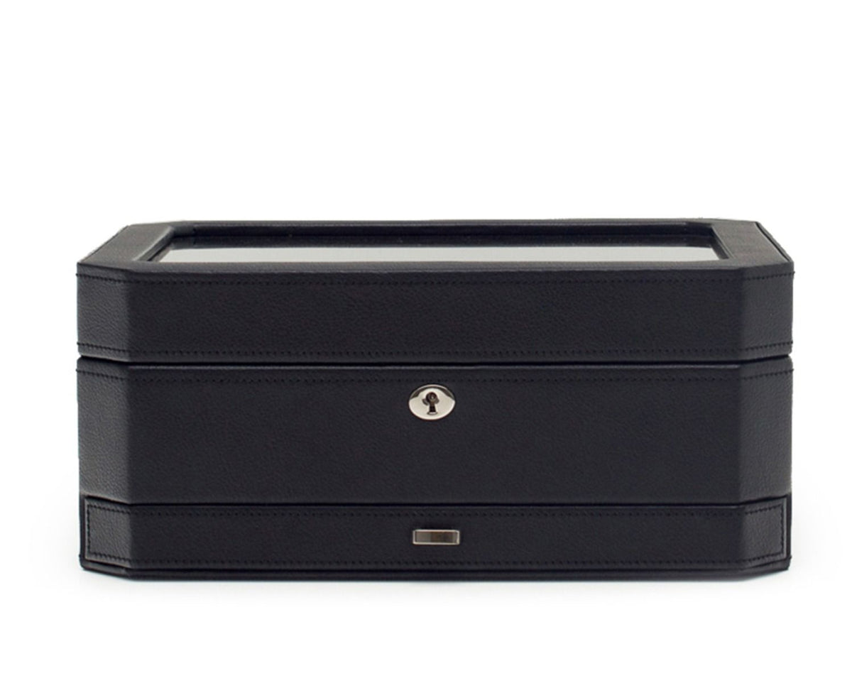 WOLF Windsor 10 Piece Watch Box with Drawer Black 4586029