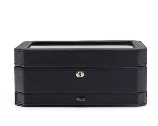 WOLF Windsor 10 Piece Watch Box with Drawer Black 4586029