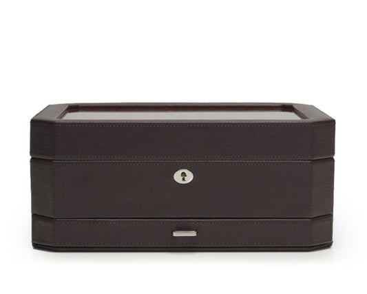 WOLF Windsor 10 Piece Watch Box with Drawer Brown/Orange 458606