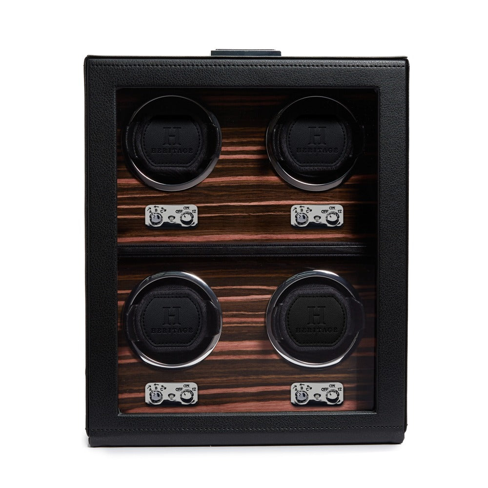 WOLF Heritage Macassar 4 Piece Watch Winder Black 459156