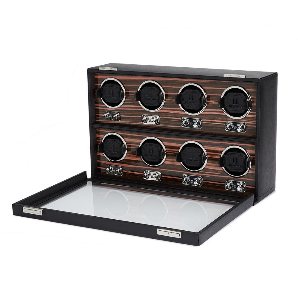 WOLF Heritage Macassar 8 Piece Watch Winder Black 459356