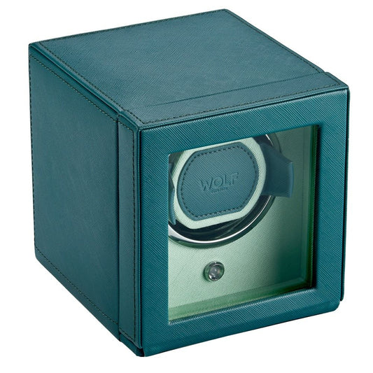 WOLF Cub Single Watch Winder with Cover Seltzer Teal/Mint 461140