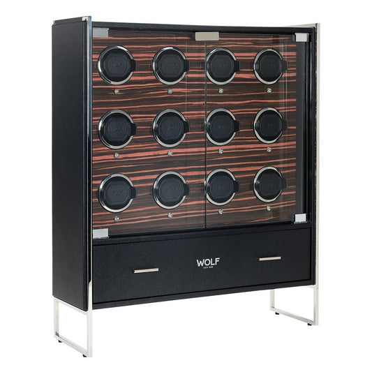 WOLF Roadster 12 Piece Watch Winder Cabinet Black 478656
