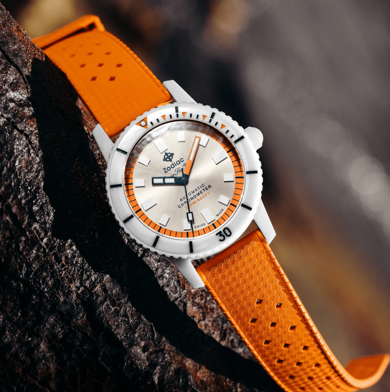 Zodiac Super Sea Wolf Ceramic Compression Orange Automatic Men's Watch ZO9591