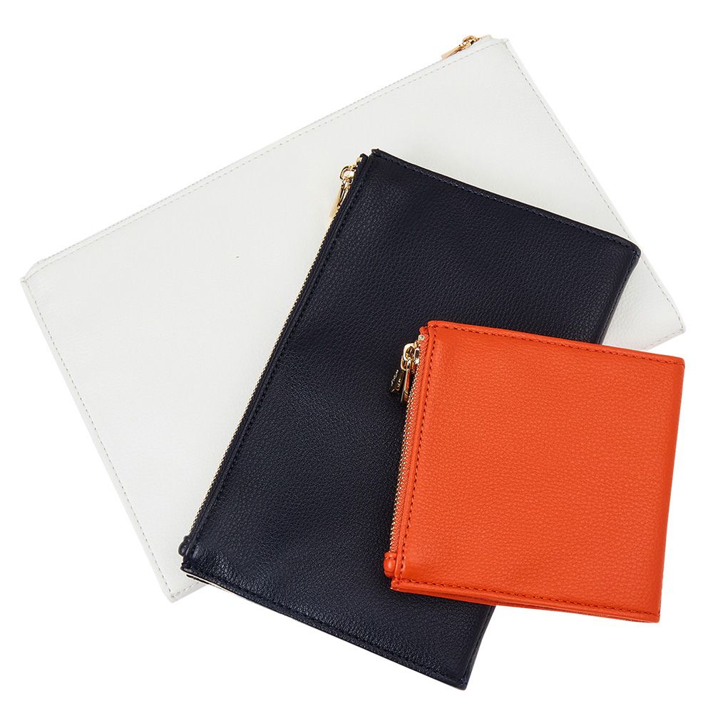WOLF Maria Set of 3 Zip Jewellery Pouches White/Navy/Tangerine 766600