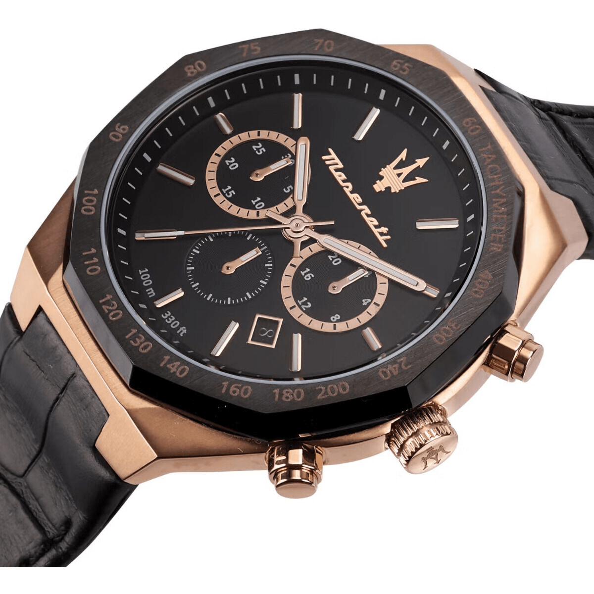 Stile 45mm Maserati Gold-Black R887164200 Men\'s Chronograph Rose – Time Machine Plus Watch
