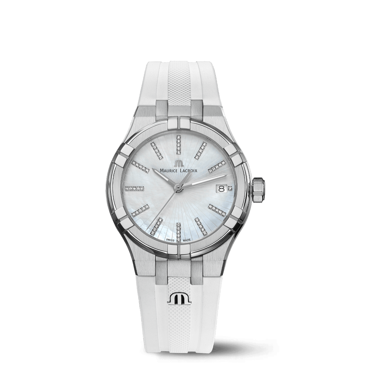 Maurice Lacroix AIKON Quartz Date 35mm White Mother of Pearl Dial Women's Watch AI1106-SS000-170-7