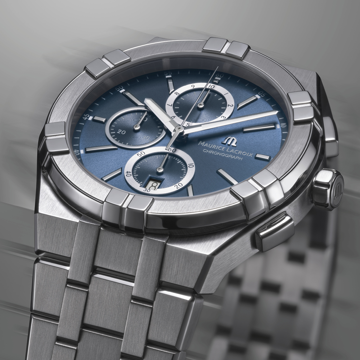 Maurice Lacroix AIKON Quartz Chronograph 42mm Dark Blue Dial Men's Watch AI1118-SS002-430-1