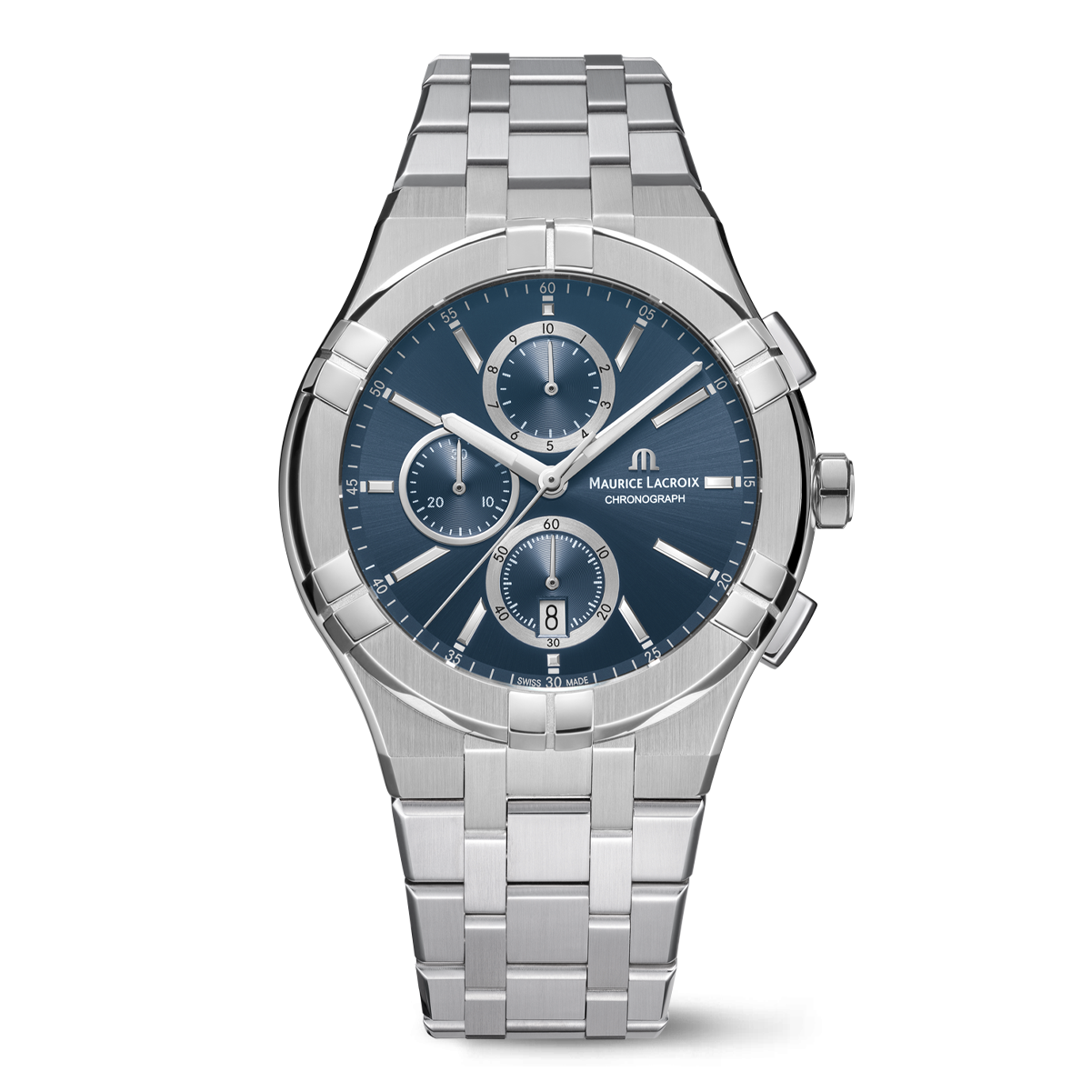 Maurice Lacroix AIKON Quartz Chronograph 42mm Dark Blue Dial Men's Watch AI1118-SS002-430-1