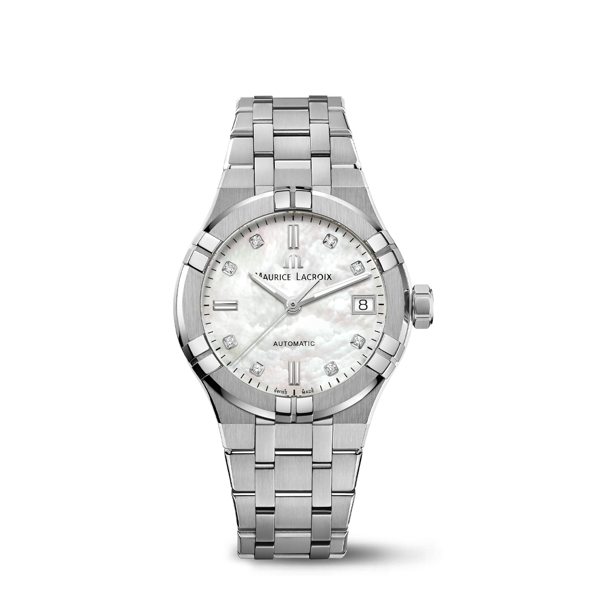 Maurice Lacroix AIKON Automatic Date 35mm White Mother of Pearl Dial Women's Watch AI6006-SS002-170-1