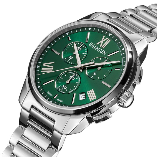 Balmain Madrigal 42mm Chronograph Green Dial Men's Watch B74813372