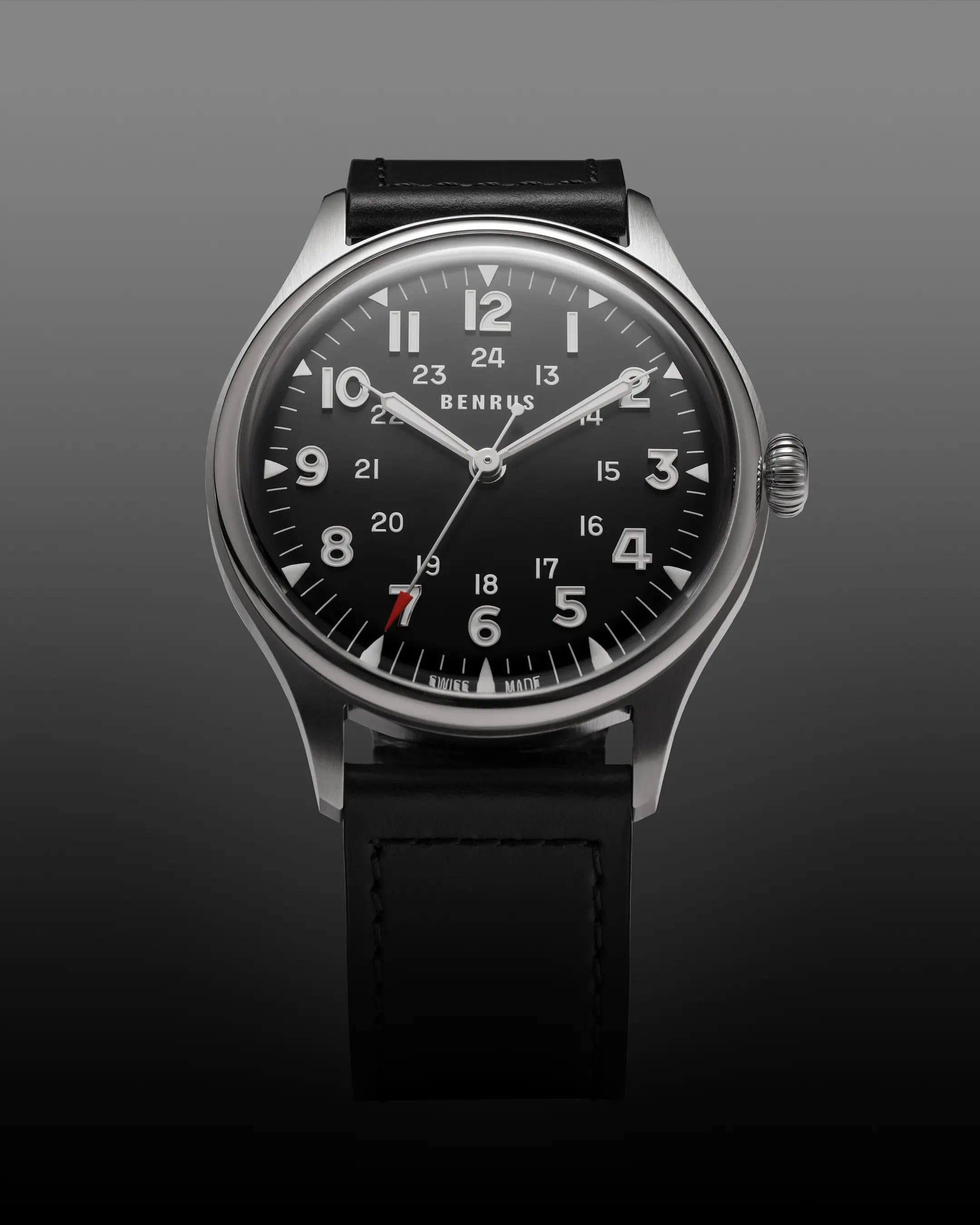 Benrus #3061 39.5mm Black Dial Men's Watch 3061-SS-B-039-01