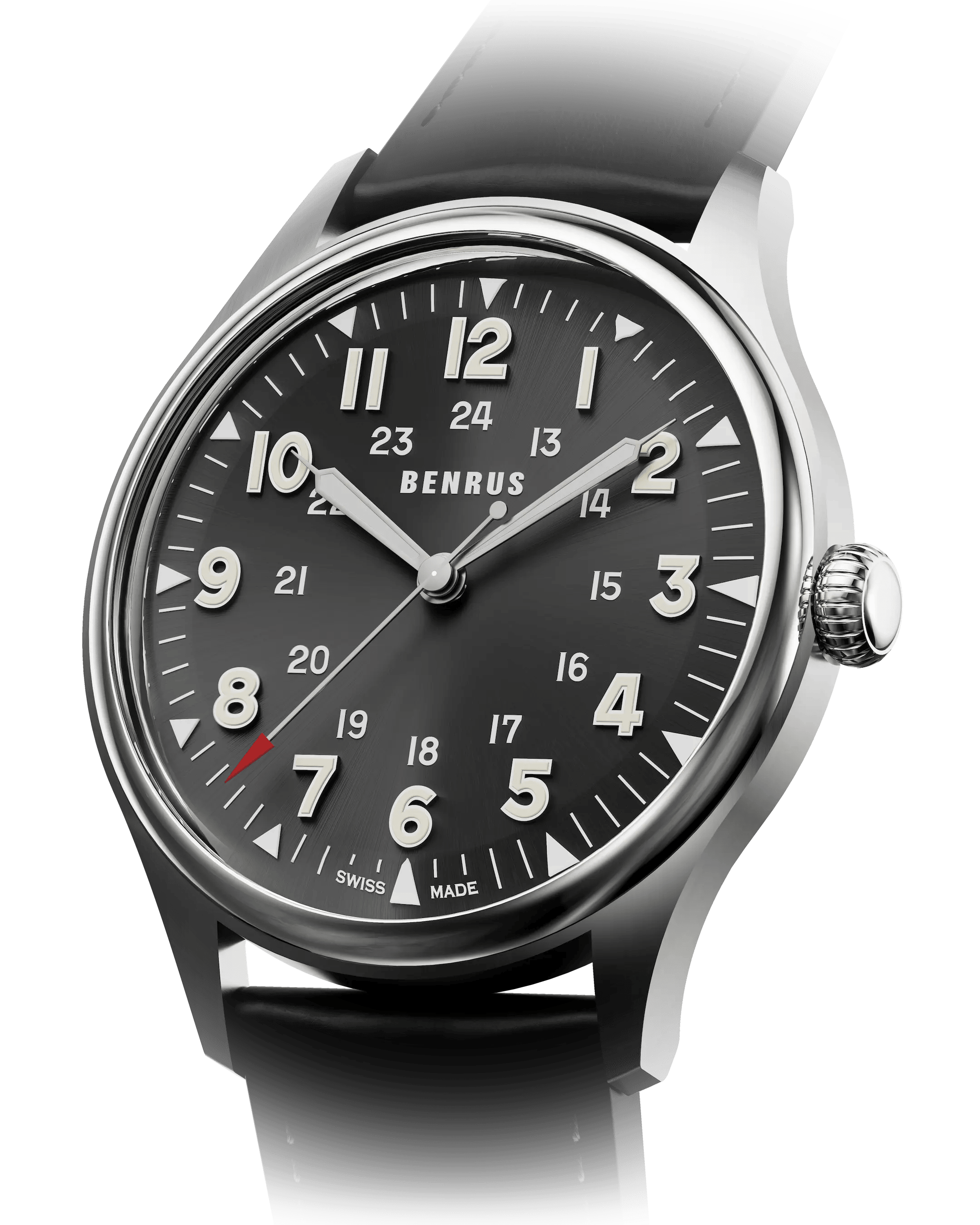 Benrus #3061 39.5mm Black Dial Men's Watch 3061-SS-B-039-01