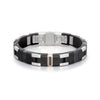 Baraka Men's 18K Rose Gold, Silver & Rubber Bracelet with Black Diamonds