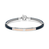 Baraka Men's 18K Rose Gold & Stainless Steel Blue Cable Diamond Bracelet
