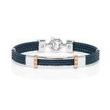 Baraka Men's 18K Rose Gold & Steel Blue Cable Bracelet with White Diamonds