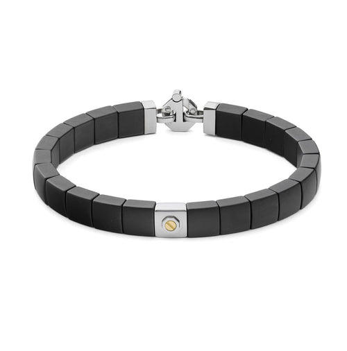 Baraka Men's 18K Yellow Gold & Black Ceramic Diamond Bracelet
