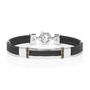 Baraka 18K rose gold and steel cable bracelet with black diamonds BR332101RODN