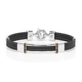 Baraka 18K rose gold and steel cable bracelet with black diamonds BR332101RODN