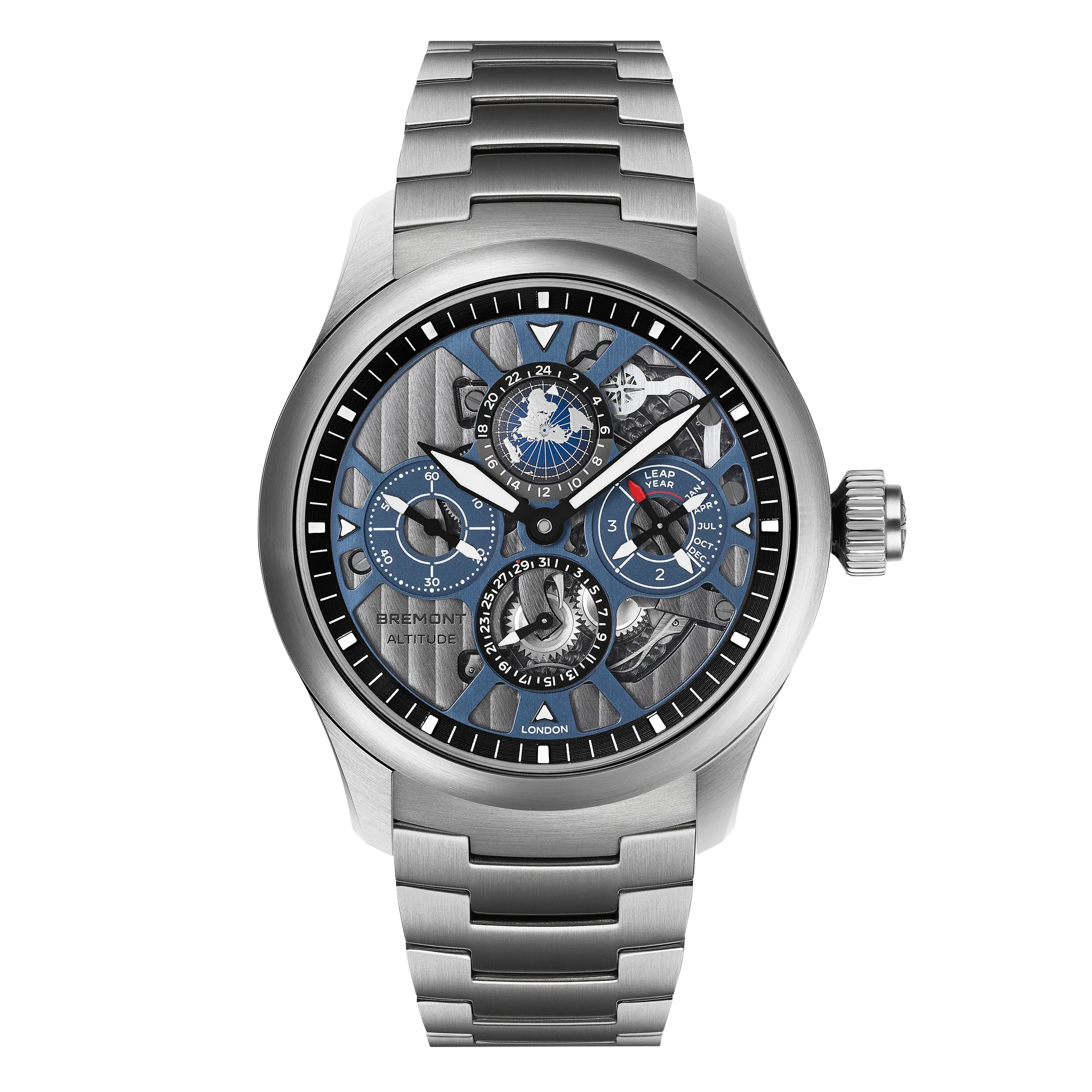 Bremont Altitude Perpetual Calendar GMT 42mm Blue Skeleton Dial Men's Watch ALT42-PER-TI-BLSKL-B