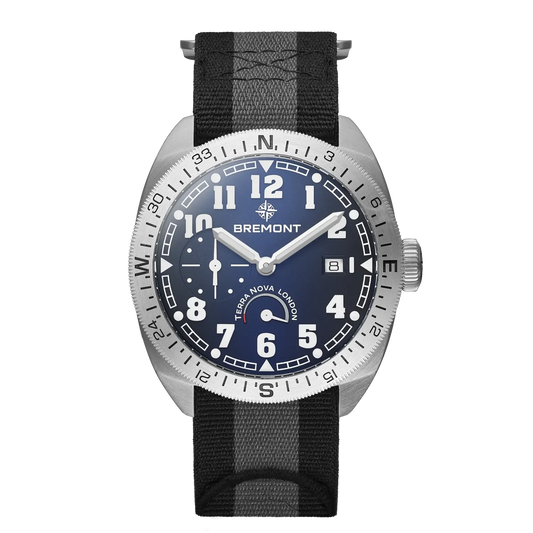 Bremont Terra Nova 40.5mm Turning Bezel Power Reserve Blue Dial Men's Watch TN40-PWR-SS-BL-N-S