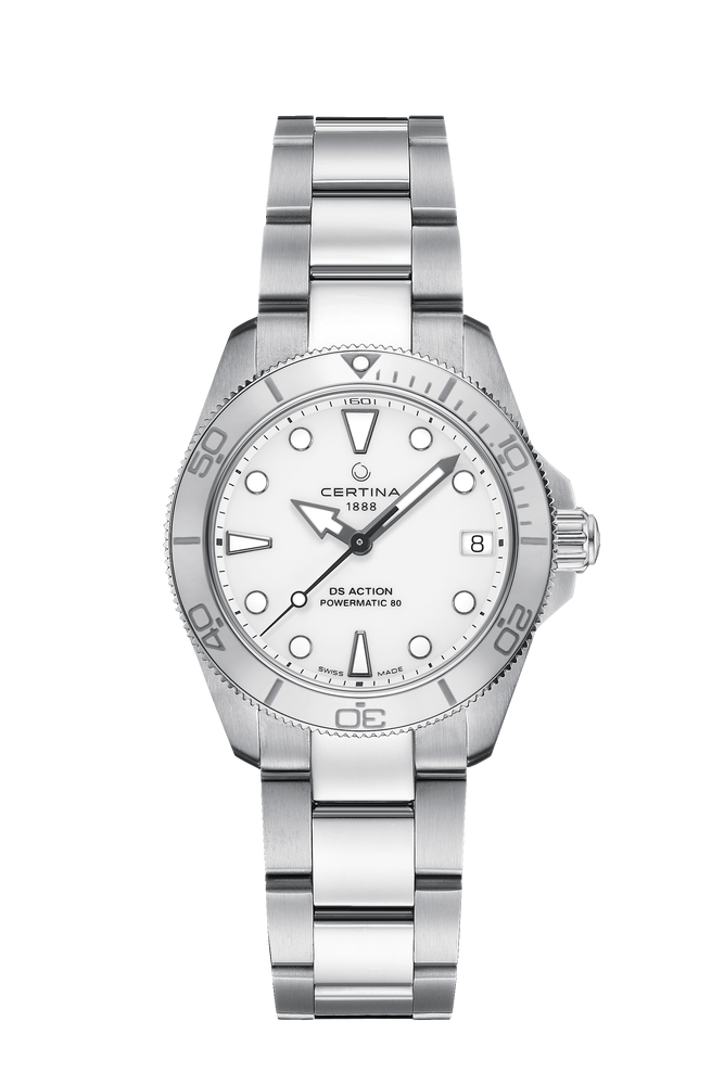 Certina DS Action 34.5mm Powermatic 80 White Dial Women's Watch C0320071101100
