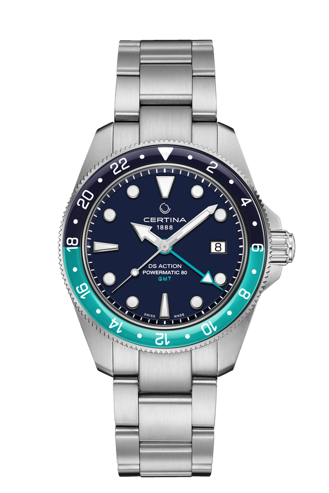 Certina DS Action GMT Powermatic 80 41mm Blue Dial Men's Watch C0329291104101