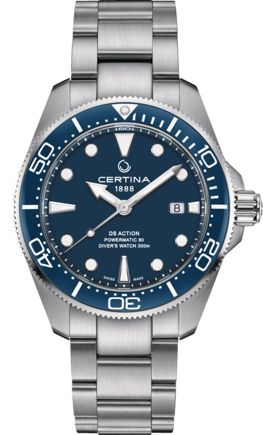 Certina DS Action Diver Blue Dial 43mm Powermatic 80 Men's Watch C0326071104100