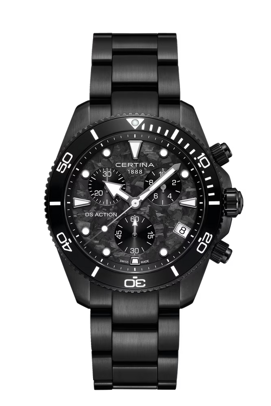 Certina DS Action Chrono 42mm Black Carbon Dial Men's Watch C0484173320100